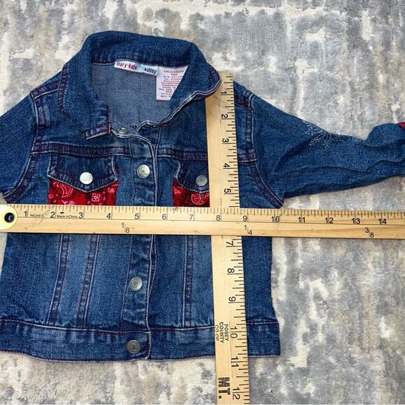 Mary Kate & Ashley Denim Red Bandanna Trucker Jacket Size 12 Months - Picture 2 of 6
